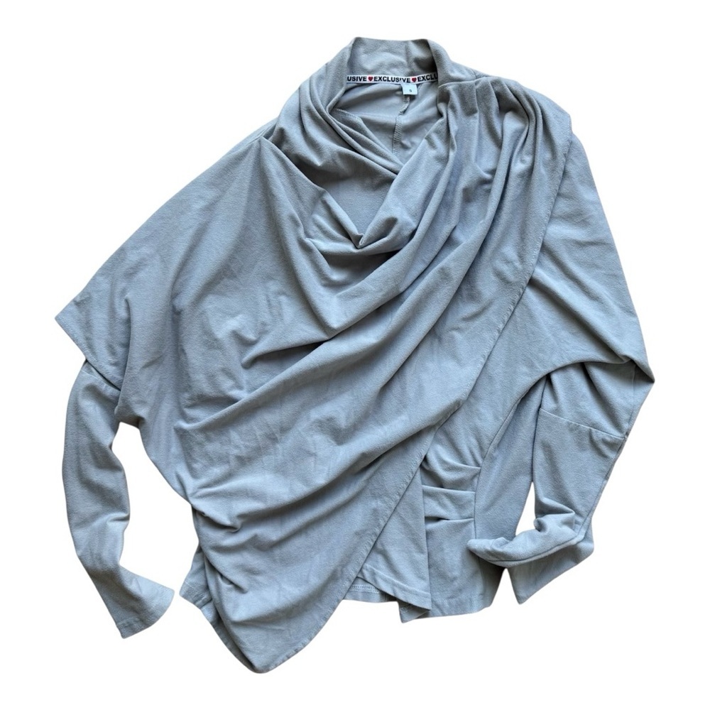 Exclusive Long Sleeve Pullover Wrap Soft Grey Size: S